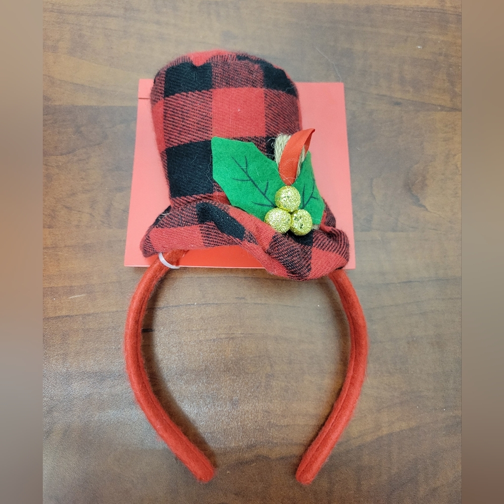 Celebrate Together Plaid Red and Black Headband Nwt